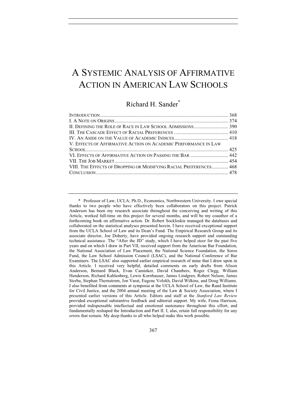 Richard Sander on Affirmative Action in Law Schools.Pdf