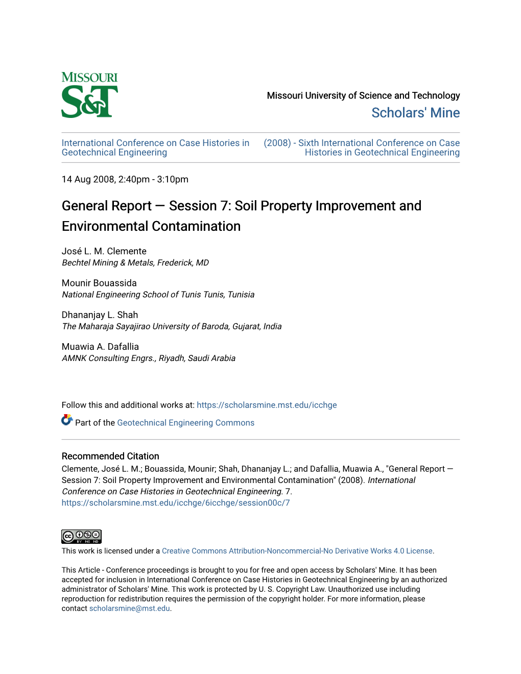 Soil Property Improvement and Environmental Contamination