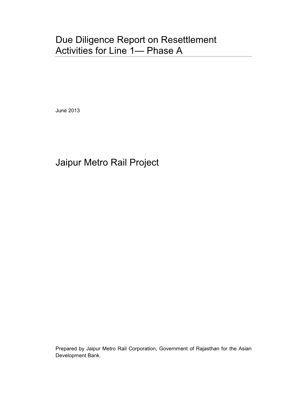 46417-001: Jaipur Metro Rail Line 1-Phase