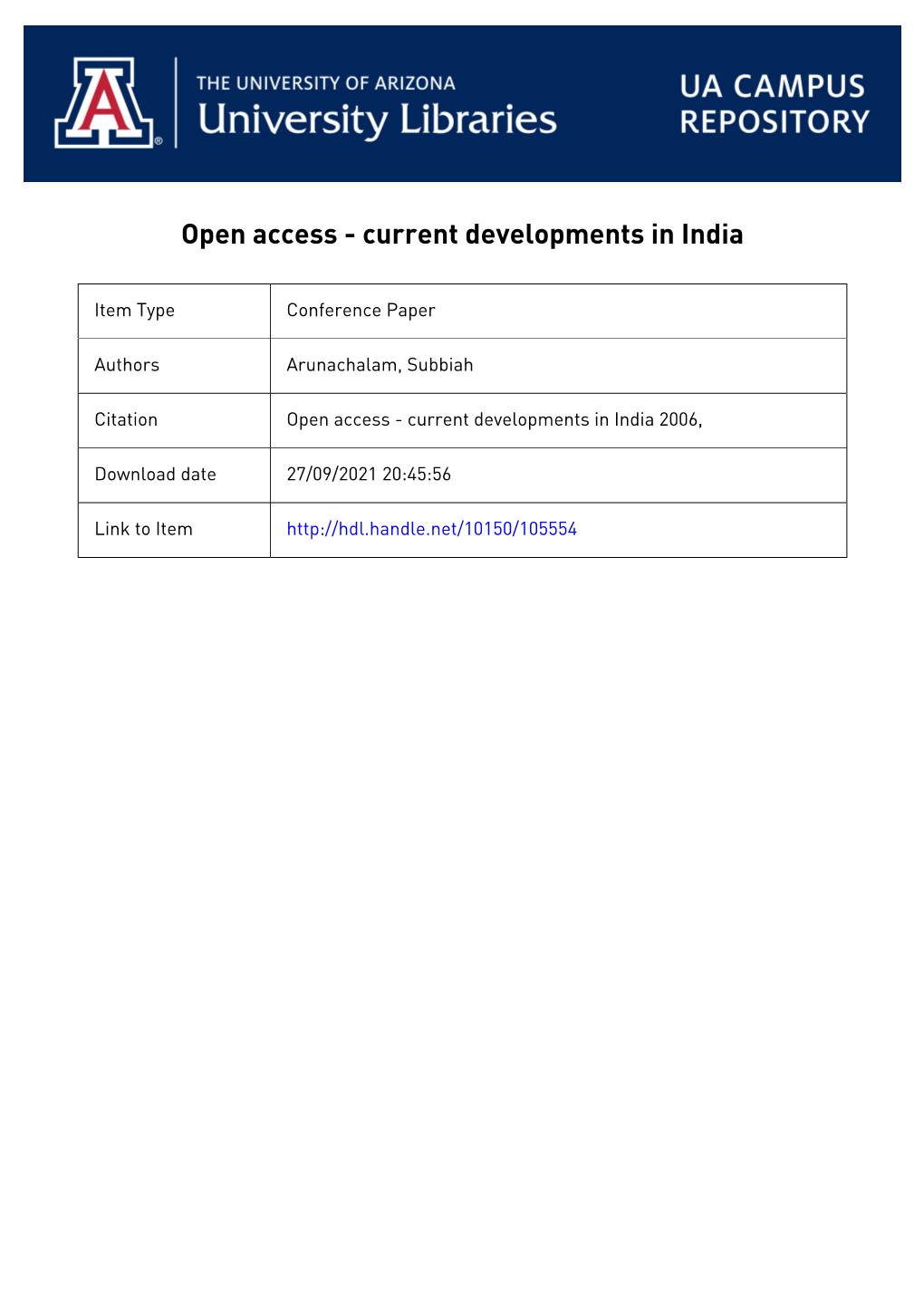 Open Access – Current Developments in India