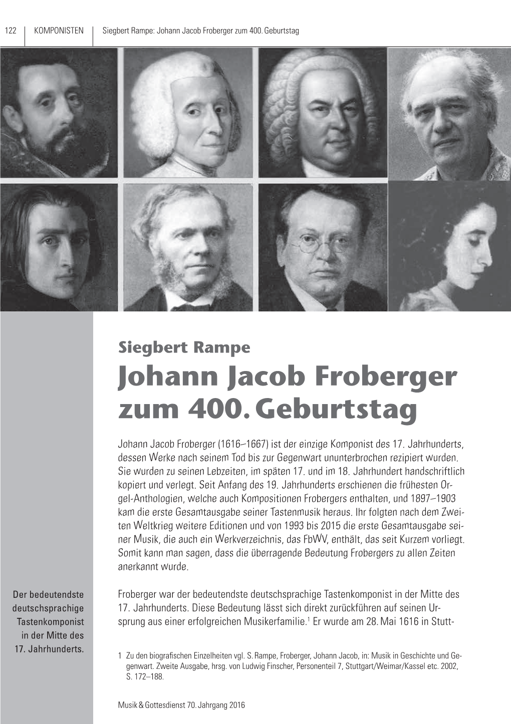 Johann Jacob Froberger Zum 400. Geburtstag