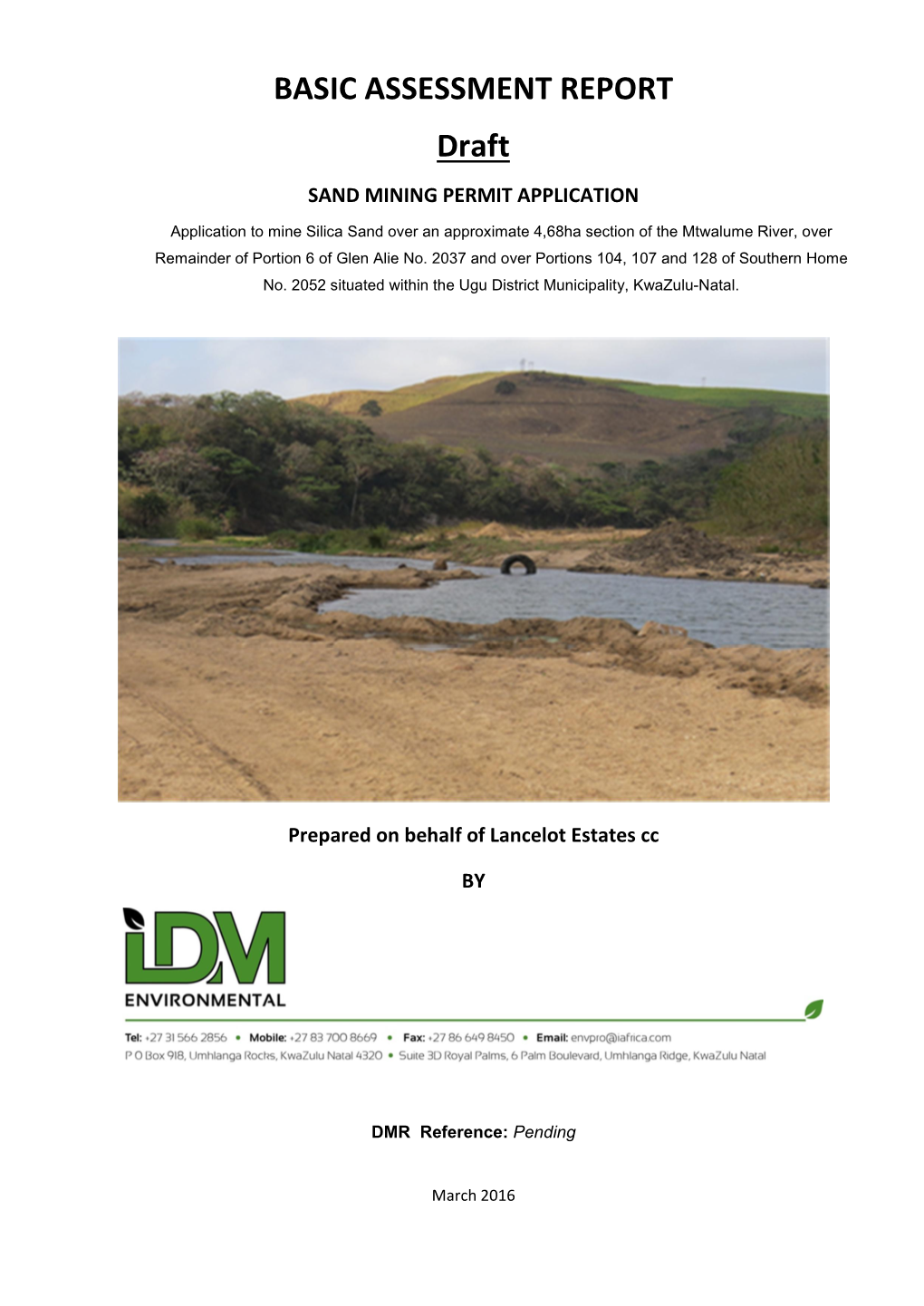 BASIC ASSESSMENT REPORT Draft SAND MINING PERMIT APPLICATION