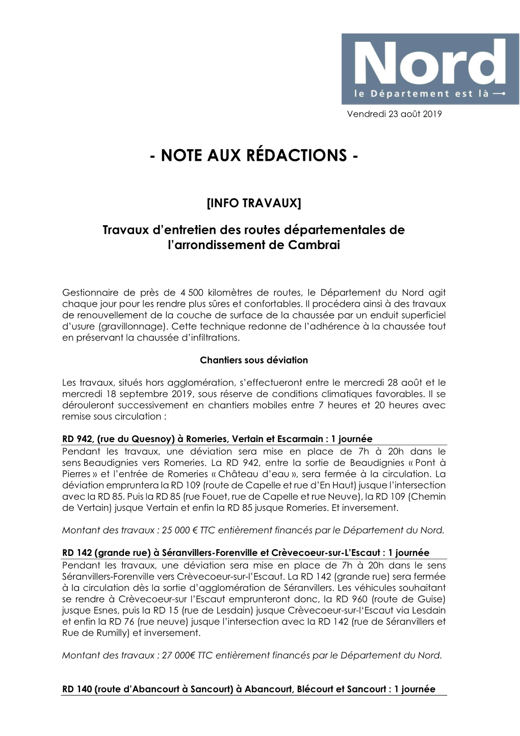 Note Aux Rédactions