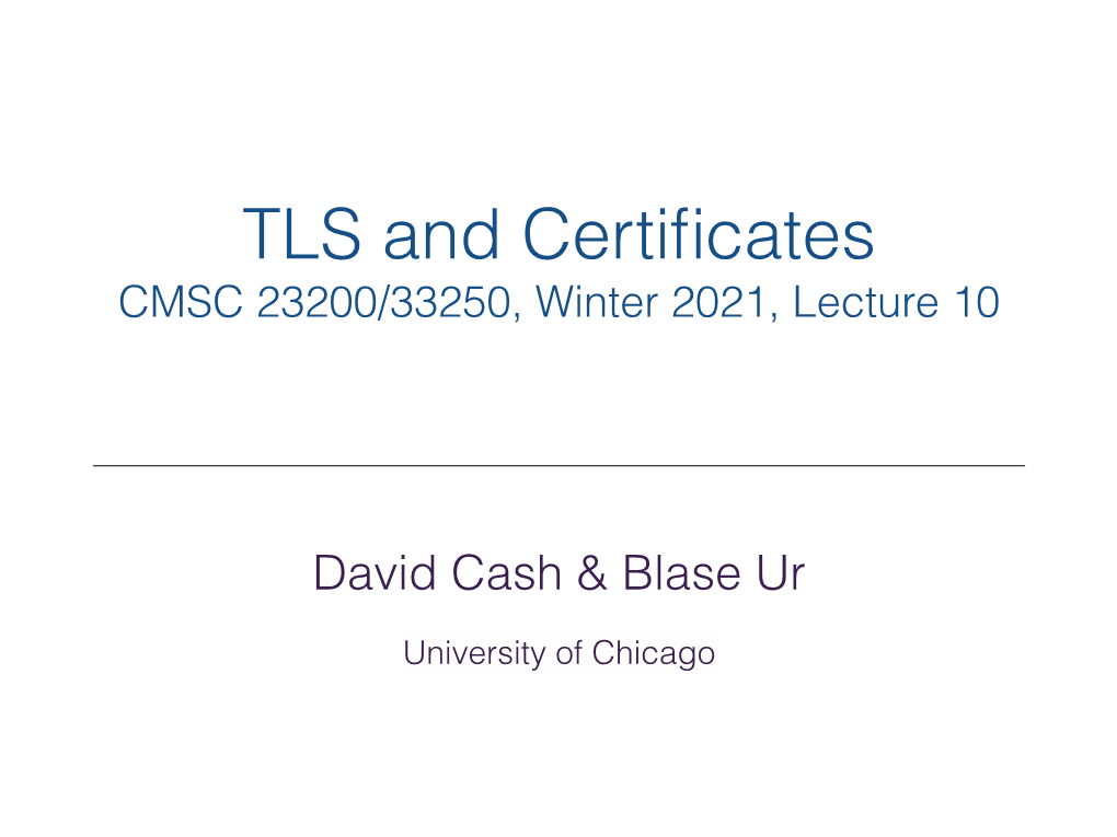 TLS and Certificates