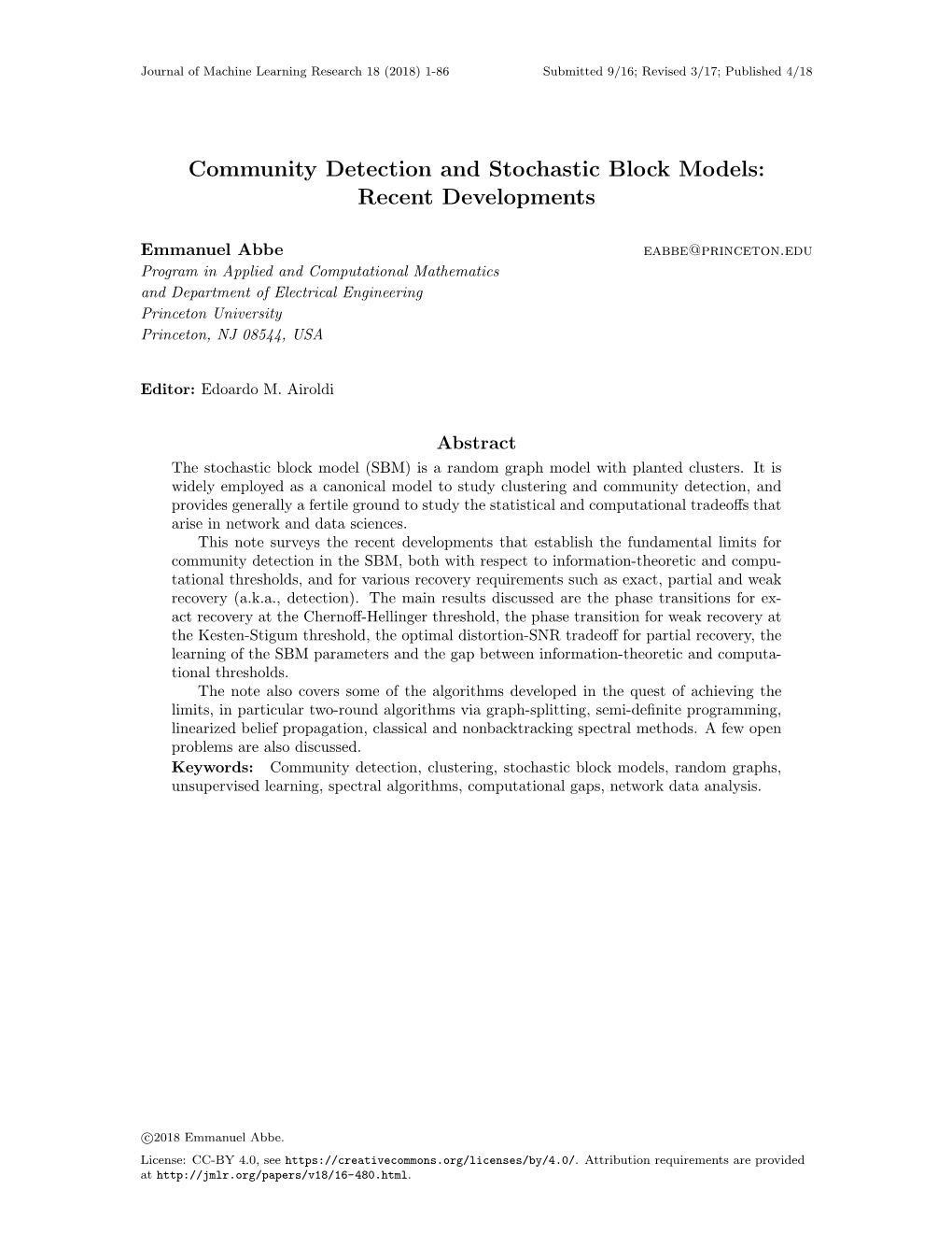 Community Detection and Stochastic Block Models: Recent Developments