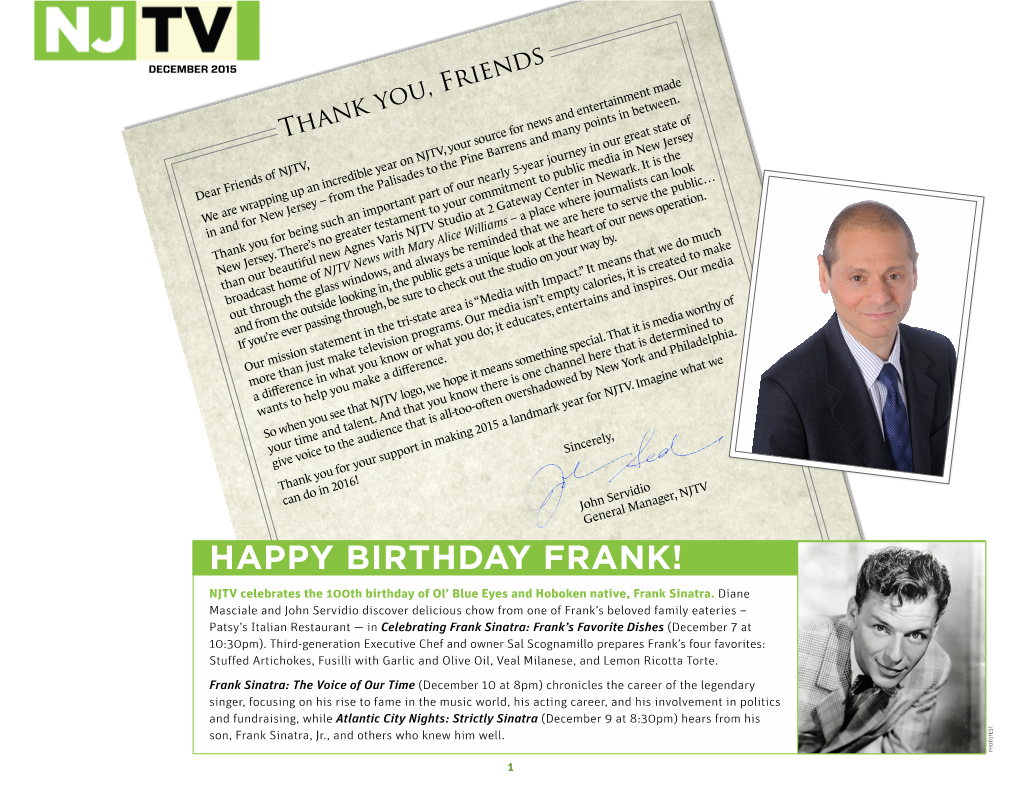 HAPPY BIRTHDAY FRANK! NJTV Celebrates the 100Th Birthday of Ol’ Blue Eyes and Hoboken Native, Frank Sinatra