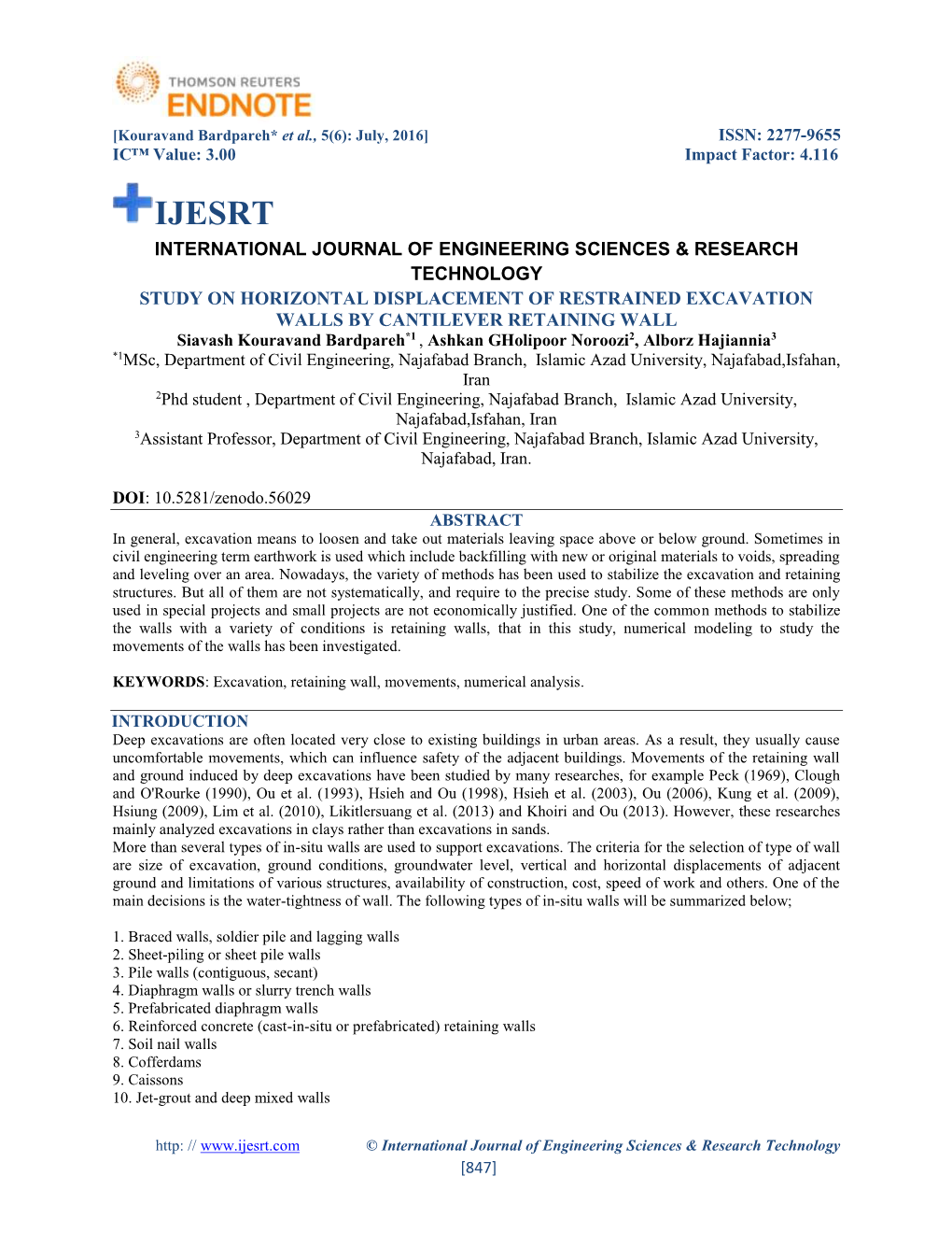 Study on Horizontal Displacement of Restrained