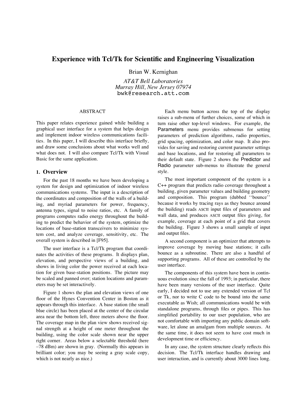 Experience with Tcl/Tk for Scientific and Engineering Visualization