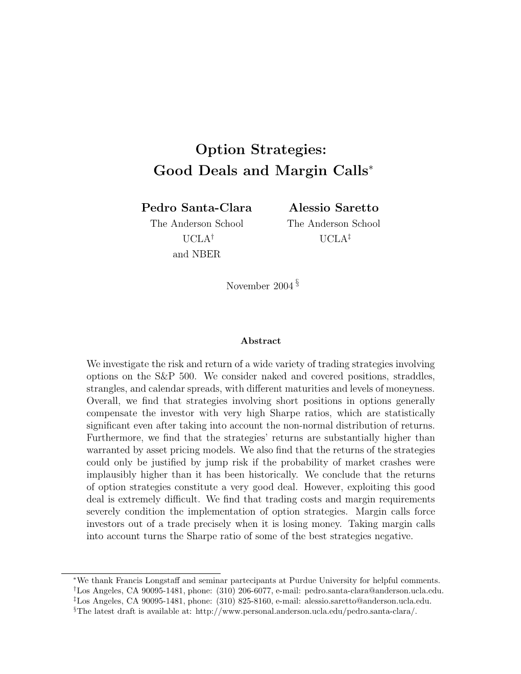 Option Strategies: Good Deals and Margin Calls∗