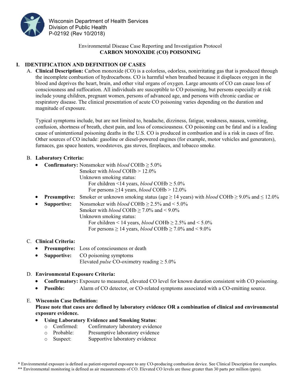 Carbon Monoxide Poisoning, Defined As a Cohb Level ≥ 2.5% in a Blood Sample