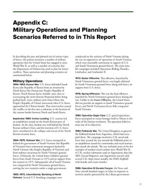 Appendix C: Military Operations and Planning Scenarios Referred to in This Report