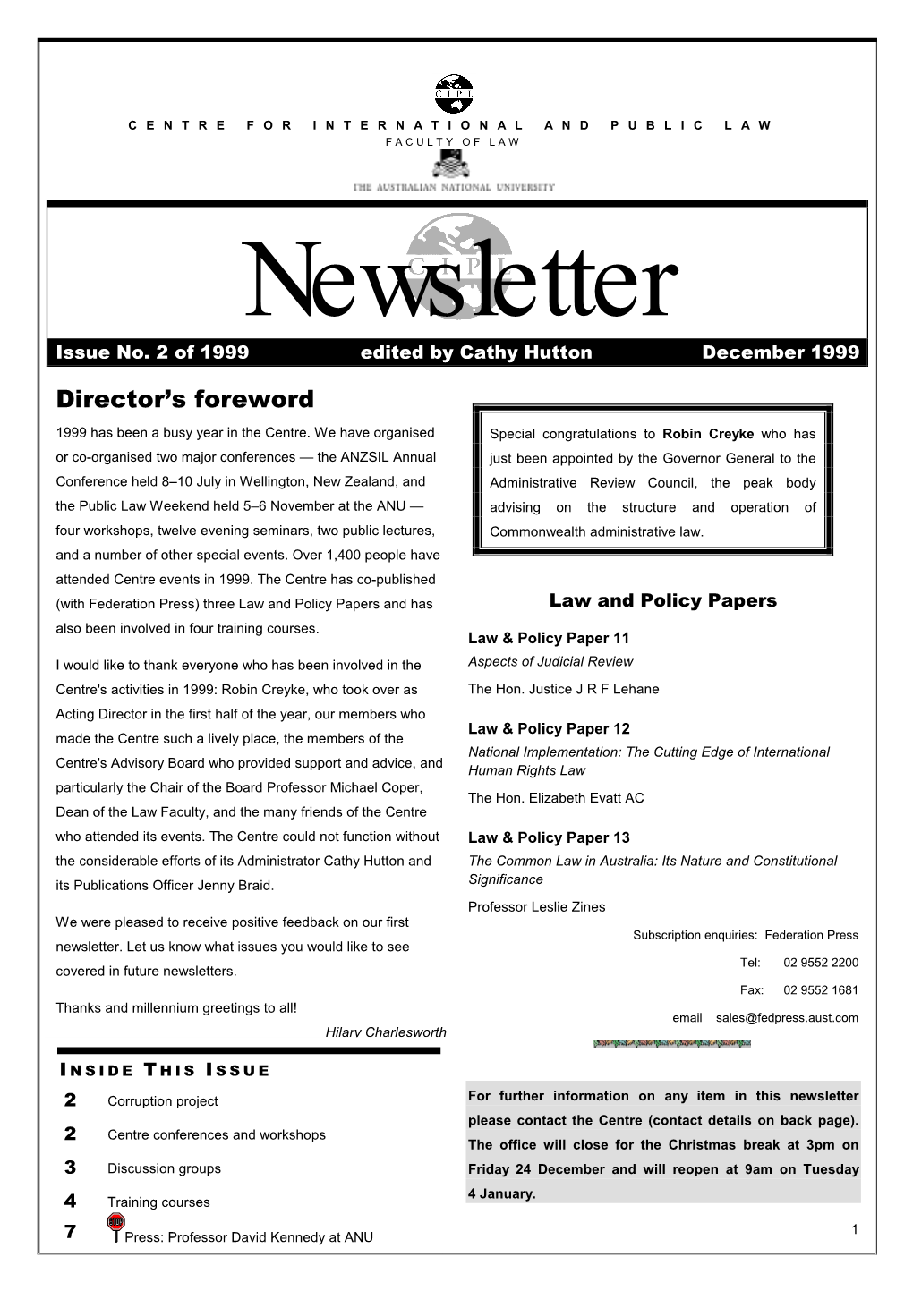 Newsletter Issue No