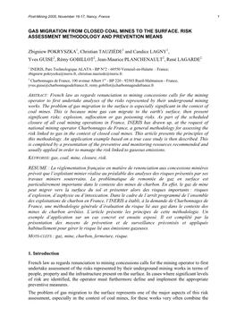 Gas Migration from Closed Coal Mines to the Surface. Risk Assessment Methodology and Prevention Means