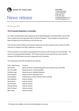 The Prudential Regulation Committee