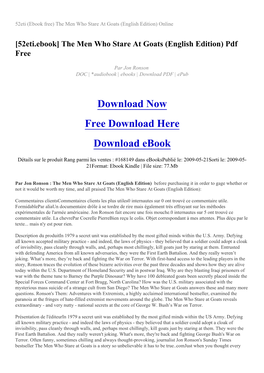 52Eti (Ebook Free) the Men Who Stare at Goats (English Edition) Online