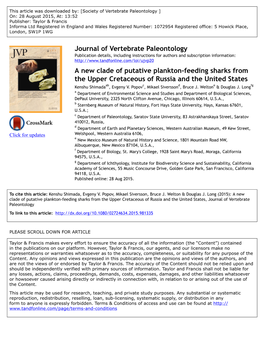 Journal of Vertebrate Paleontology a New Clade of Putative Plankton