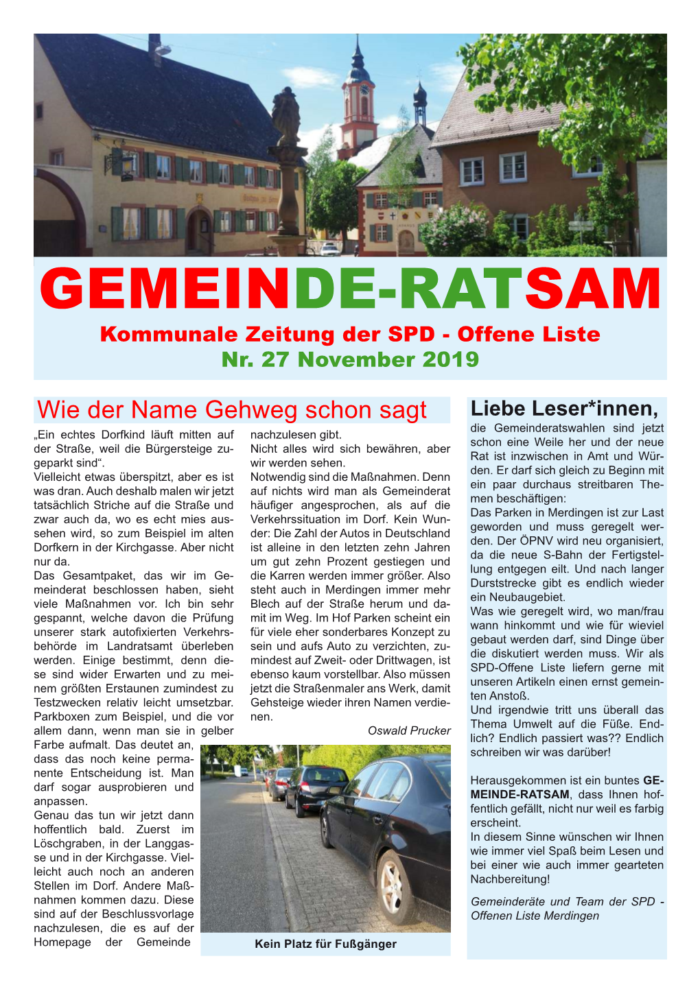 GEMEINDE-RATSAM Kommunale Zeitung Der SPD - Offene Liste Nr