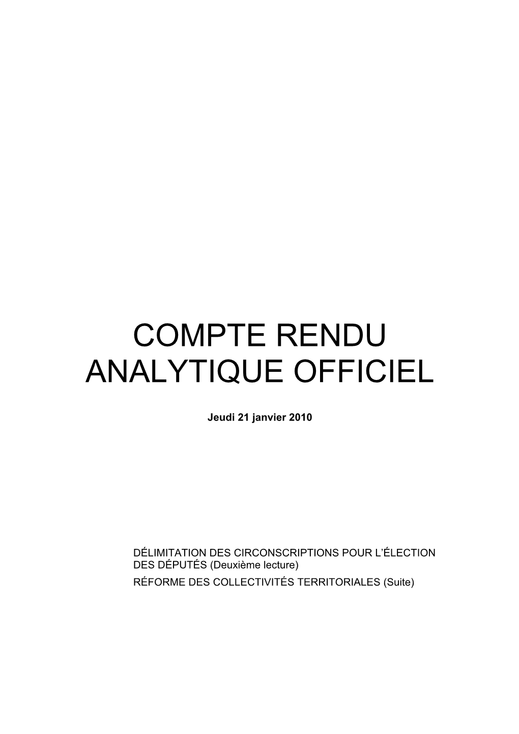 Compte Rendu Analytique Officiel