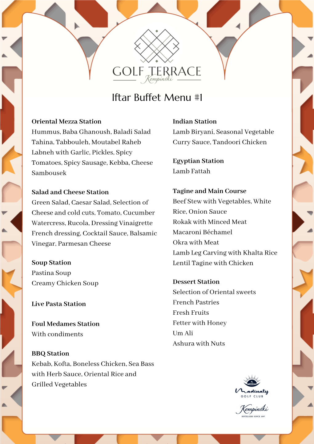 Terrace Ramadan 2021 Iftar Menus