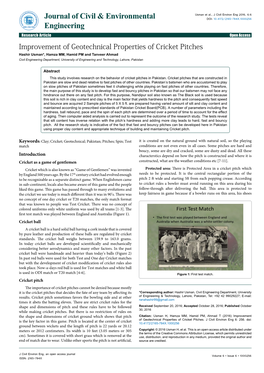 Improvement of Geotechnical Properties of Cricket Pitches