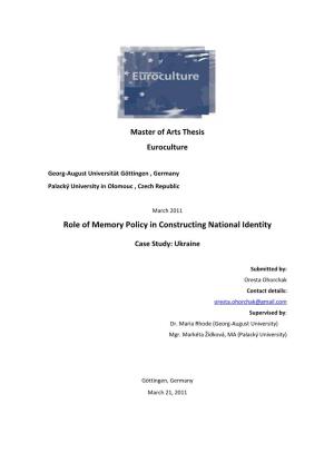 The Role of Memory Policy in Building National Identity
