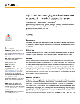 A Protocol for Identifying Suitable Biomarkers to Assess Fish Health: a Systematic Review
