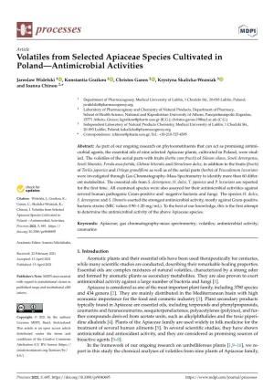 Volatiles from Selected Apiaceae Species Cultivated in Poland—Antimicrobial Activities