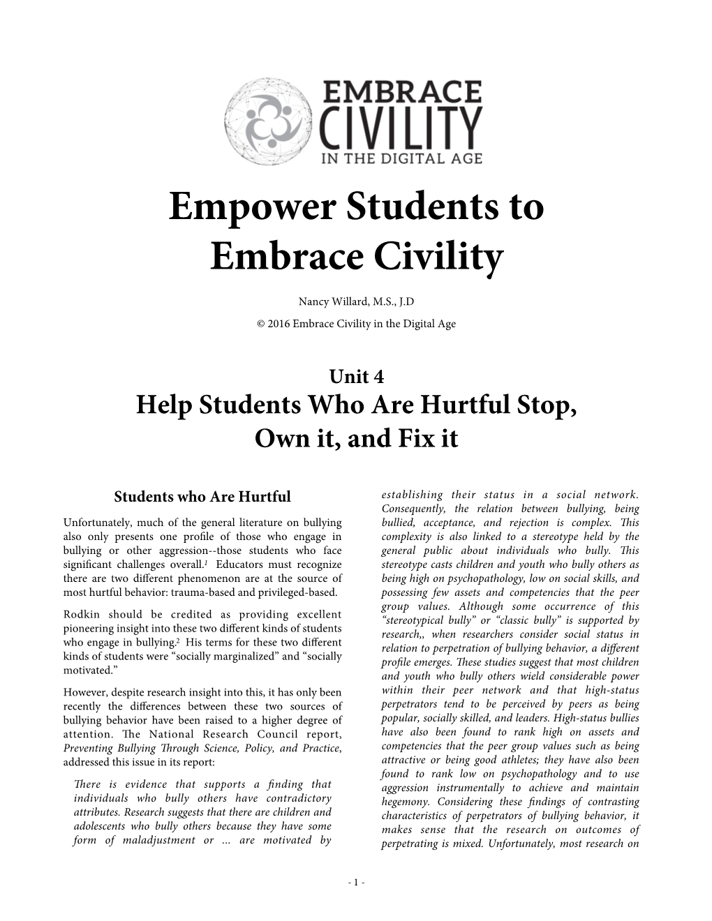 Empower Students to Embrace Civility
