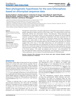 New Phylogenetic Hypotheses for the Core Chlorophyta Based on Chloroplast Sequence Data