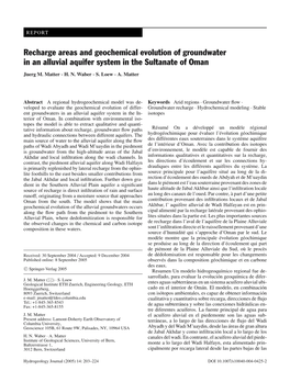 Recharge Areas and Geochemical Evolution of Groundwater in an Alluvial Aquifer System in the Sultanate of Oman