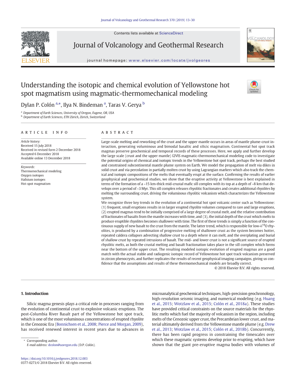 Understanding the Isotopic and Chemical Evolution of Yellowstone Hot Spot Magmatism Using Magmatic-Thermomechanical Modeling