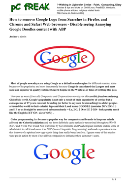 How to Remove Google Logo from Searches in Firefox and Chrome and Safari Web Browsers - Disable Seeing Annoying Google Doodles Content with ABP