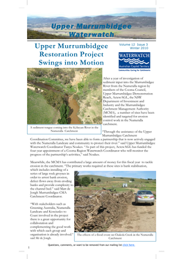 Upper Murrumbidgee Waterwatch Upper Murrumbidgee Restoration