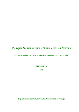 Flora Y Vegetación Del Parque Natural Sierra De Las Nieves