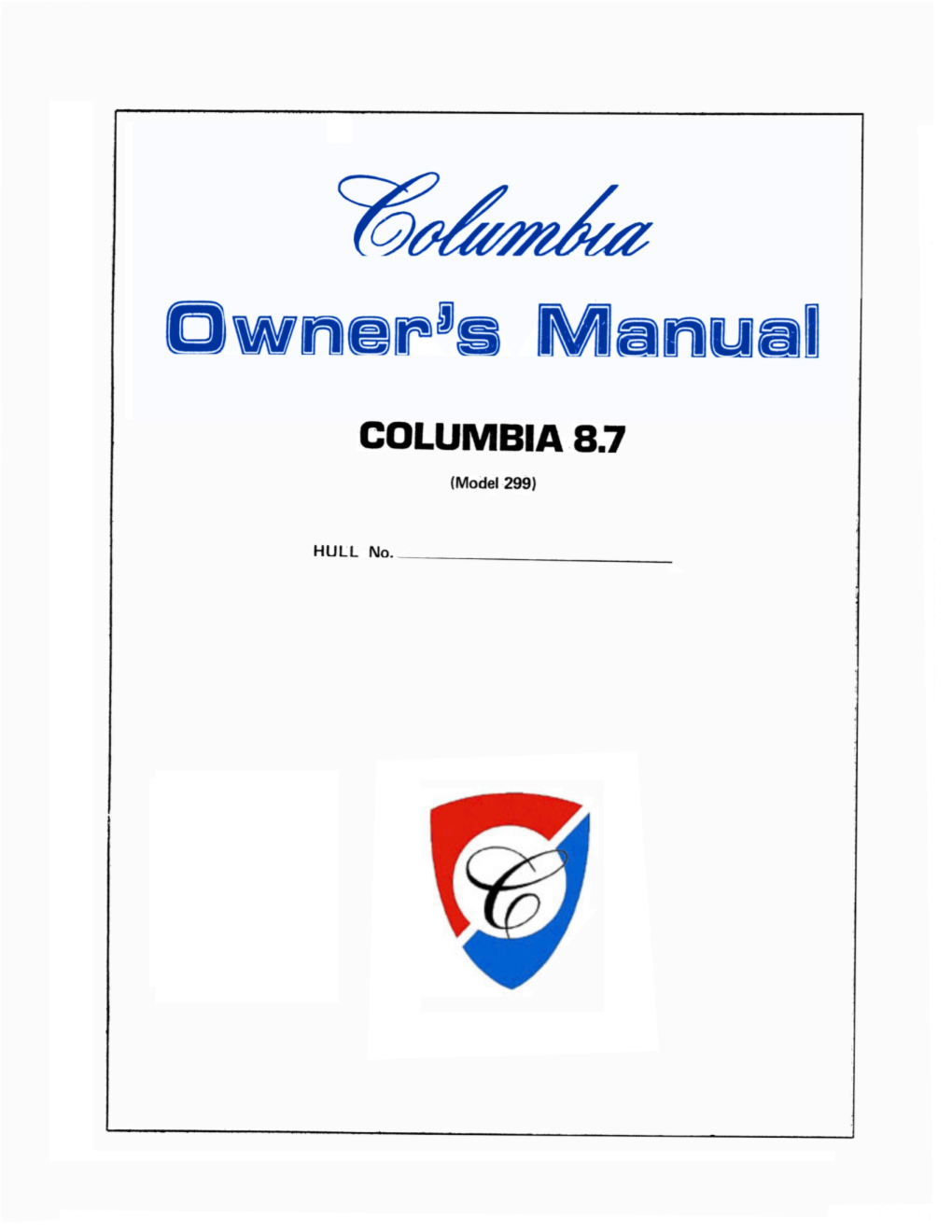 Columbia 8.7 Owners Manual