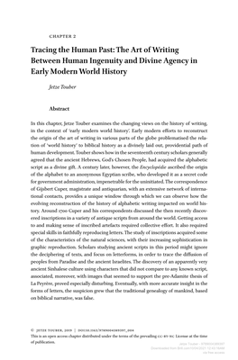 Tracing the Human Past: the Art of Writing Between Human Ingenuity and Divine Agency in Early Modern World History