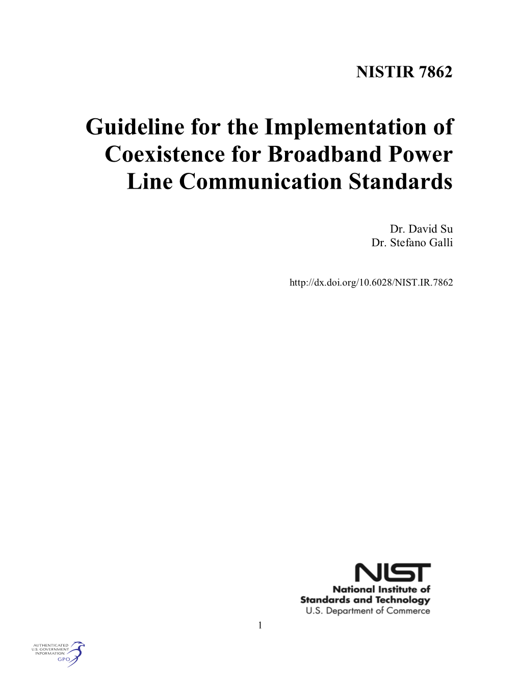 Guideline for the Implementation of Coexistence for Broadband Power Line Communication Standards