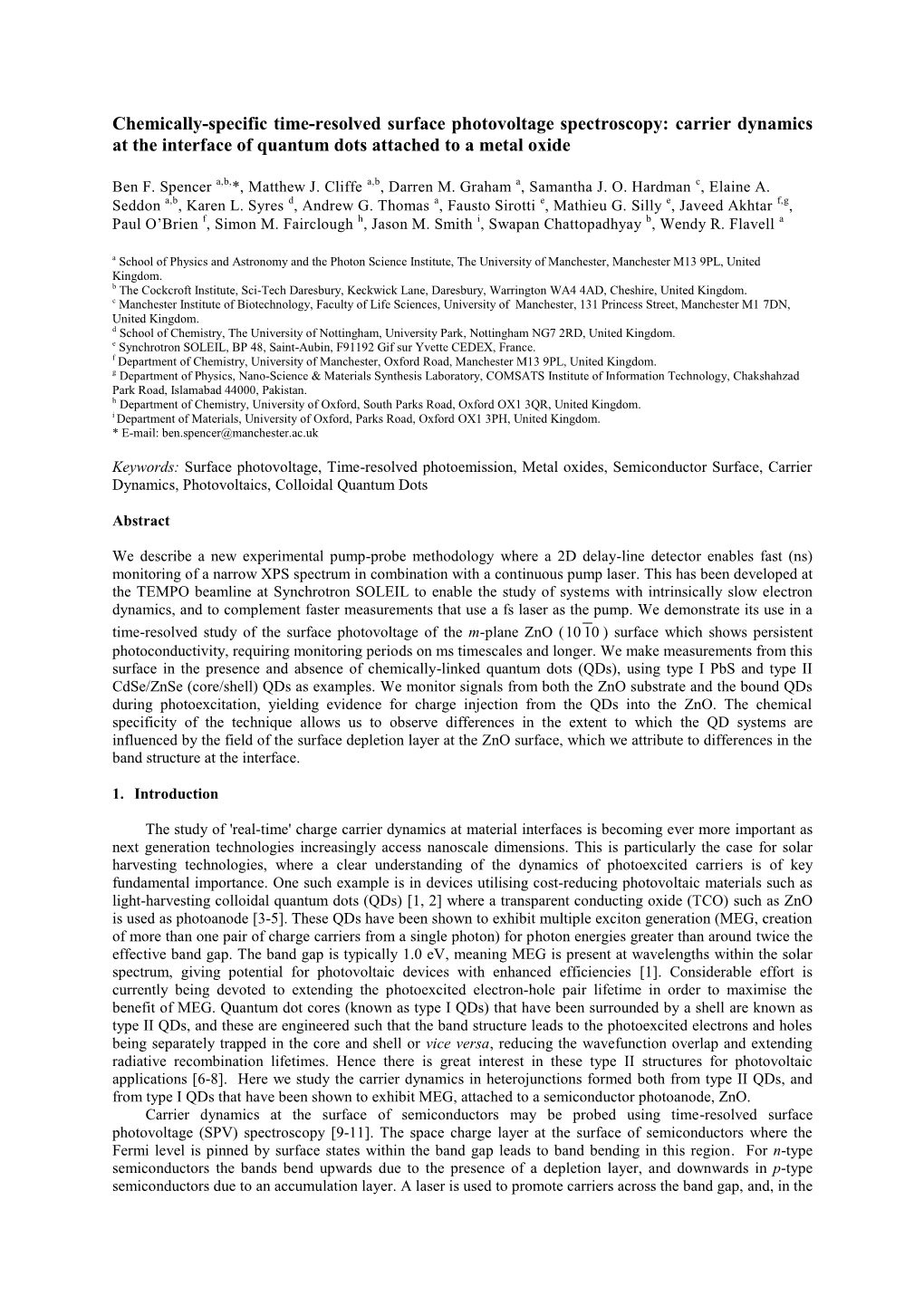 Carrier Dynamics at the Interface of Quantum Dots Attached to a Metal Oxide