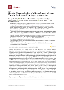 Genetic Characterization of a Recombinant Myxoma Virus in the Iberian Hare (Lepus Granatensis)