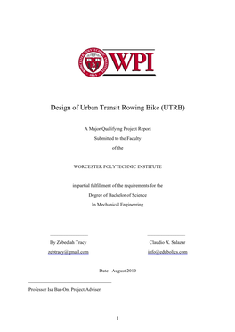 Urban Transit Rowing Bike (UTRB)