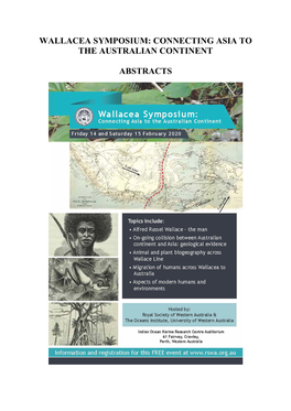 Wallacea Symposium: Connecting Asia to the Australian Continent Abstracts