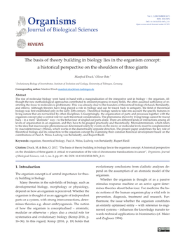 Organisms Open Access Article Licensed Under CC-BY Journal of Biological Sciences