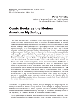 Comic Books As the Modern American Mythology
