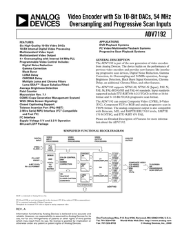 PDF 652 Kb ADV7192: Video Encoder with Six 10-Bit