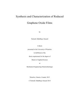 Synthesis and Characterization of Reduced Graphene Oxide Films