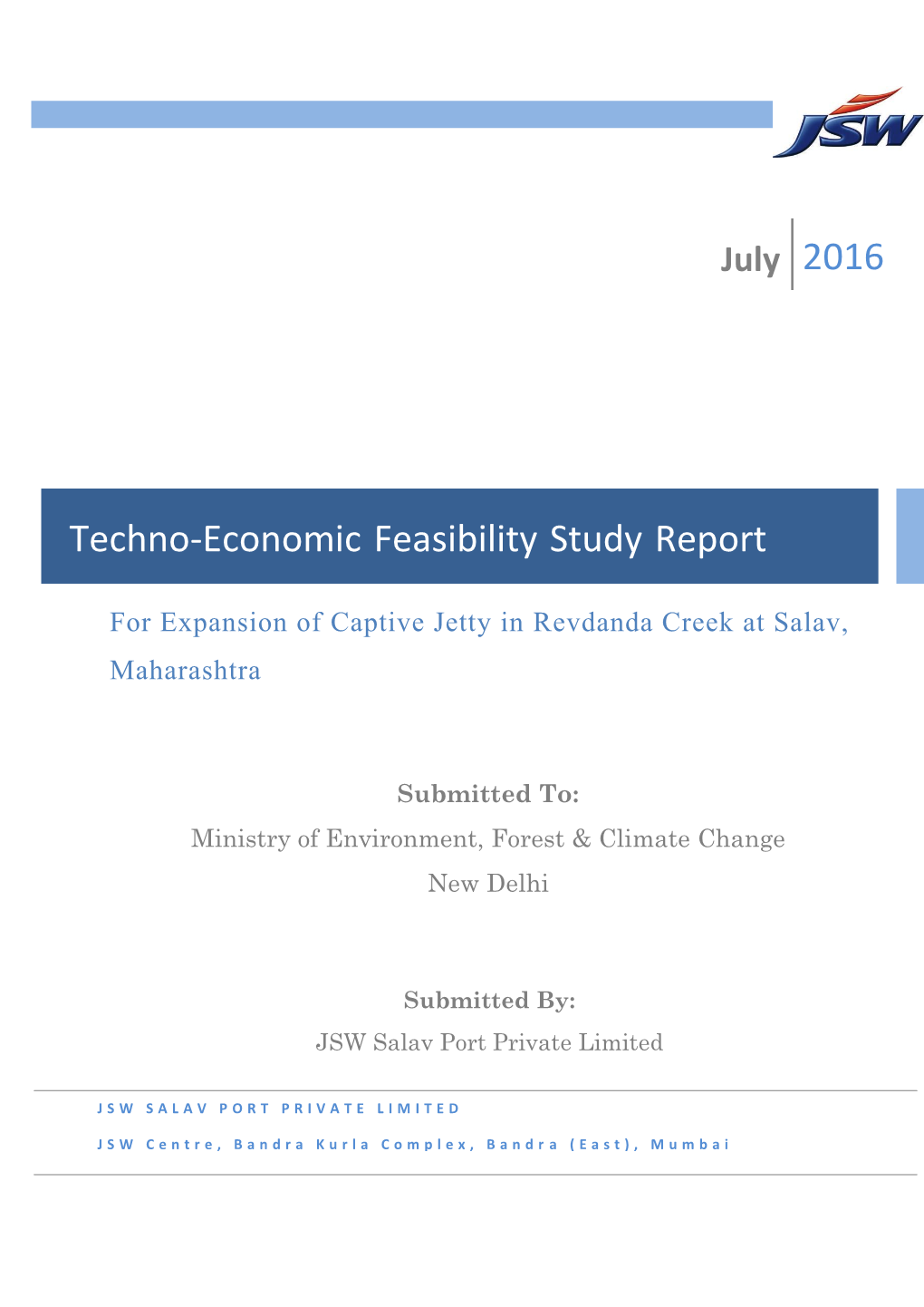 Techno-Economic Feasibility Study Report Report