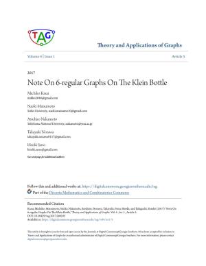 Note on 6-Regular Graphs on the Klein Bottle Michiko Kasai Mikko2046@Gmail.Com