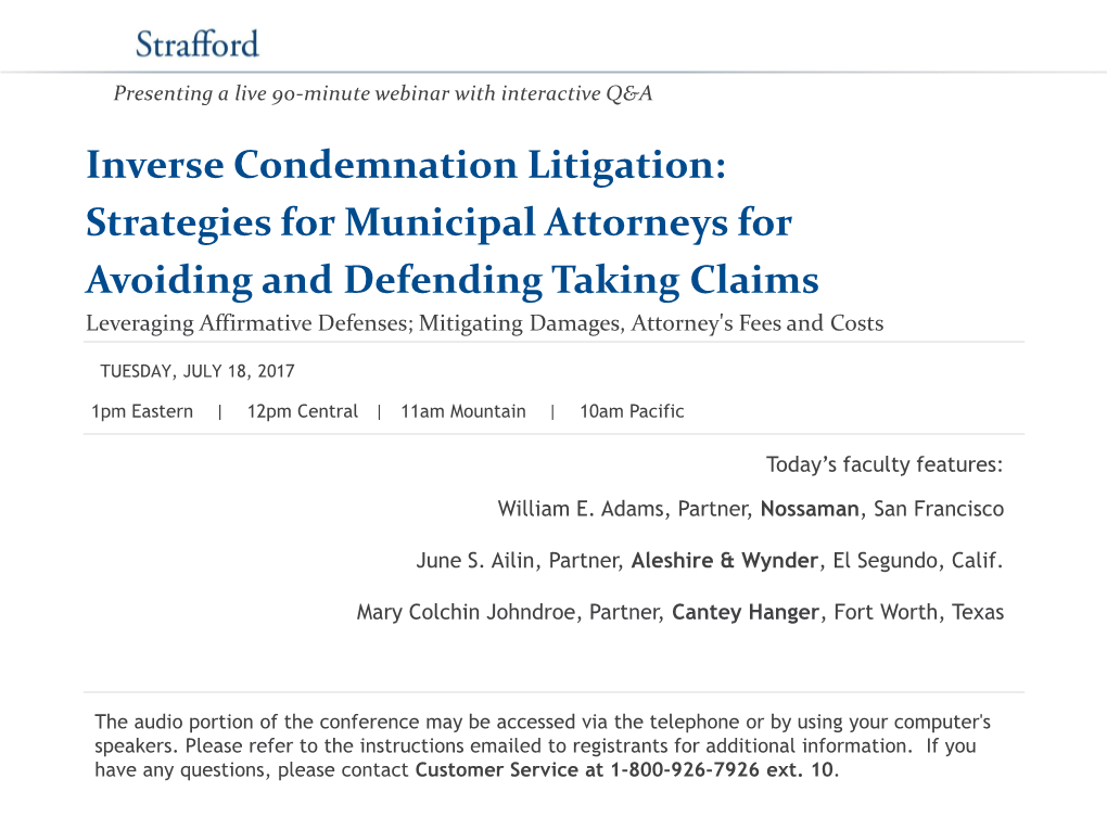 Inverse Condemnation Litigation