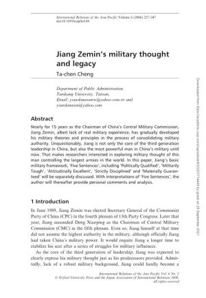 Jiang Zemin's Military Thought and Legacy