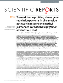 Transcriptome Profiling Shows Gene Regulation Patterns in Ginsenoside